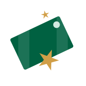 An illustrated gift card with two gold Stars.