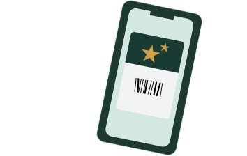 An illustrated mobile phone showing the scan screen of the Starbucks® app.