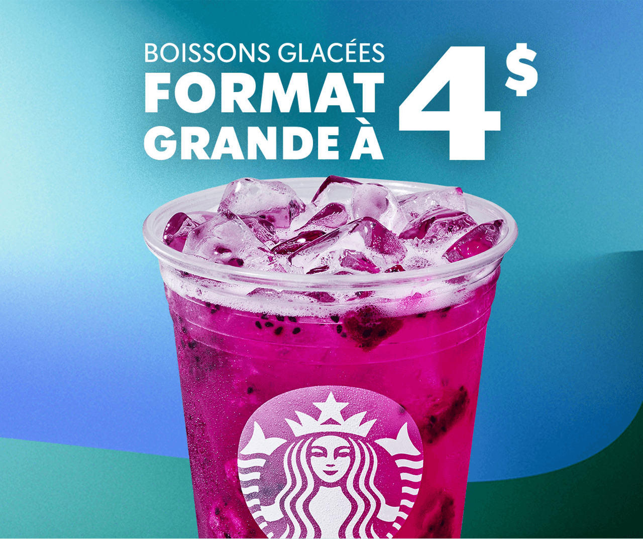 Boissons glacées format Grande à 4 $ | Boisson Starbucks Refreshers® mangue et fruit du dragon avec limonade