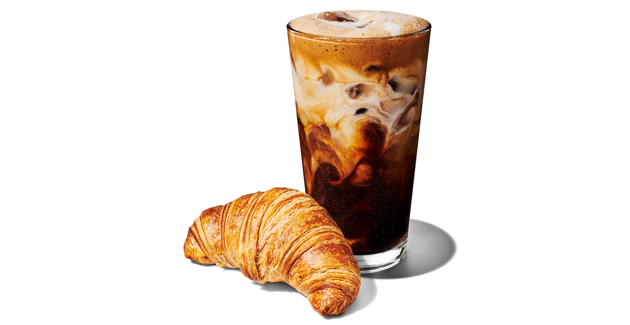 Butter croissant and an Iced Shaken Espresso.