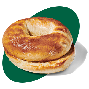 A plain bagel in a green oval.